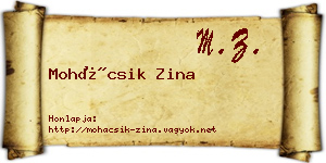 Mohácsik Zina névjegykártya